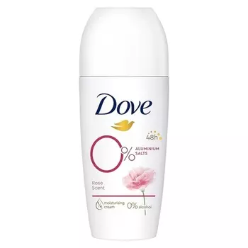 Шариковый дезодорант Dove Rose с ароматом 0% алюминиевых солей, 1/4 увлажняющего крема и защитой на 48 часов, 50 мл