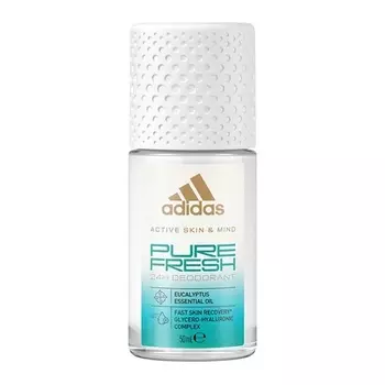 Шариковый дезодорант Pure Fresh Roll для женщин с эвкалиптовым маслом и свежестью 24 часа, 50 мл, Adidas
