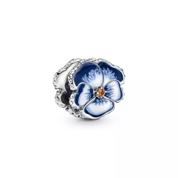 Шарм Blue Pansy Flower Pandora, стерлинговое серебро
