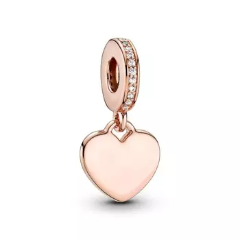 Шарм Engravable Heart Tag Dangle Pandora, покрытие - розовое золото