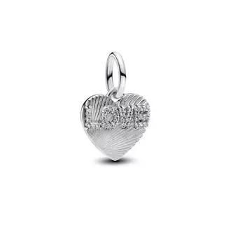 Шарм Engravable Love Heart Dangle Pandora, стерлинговое серебро