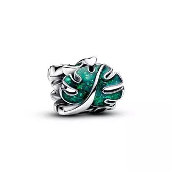 Шарм Green Monstera Leaves Pandora, стерлинговое серебро