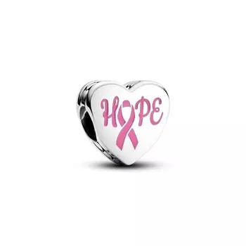 Шарм Hope heart sterling silver charm with pink enamel Pandora, стерлинговое серебро