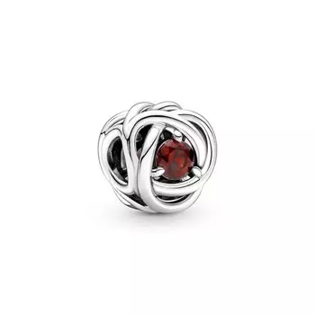 Шарм January Red Eternity Circle Pandora, стерлинговое серебро
