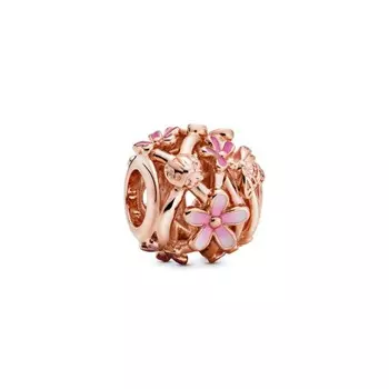Шарм Openwork Pink Daisy Flower Pandora, стерлинговое серебро