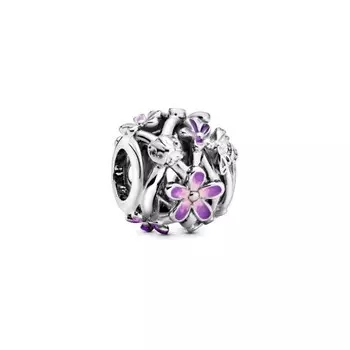 Шарм Openwork Purple Daisy Pandora, стерлинговое серебро