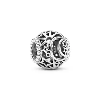 Шарм Openwork Sun, Stars & Moon Pandora, стерлинговое серебро