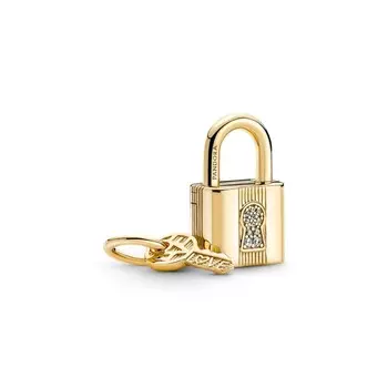 Шарм Padlock & Key Dangle Pandora, покрытие - золото