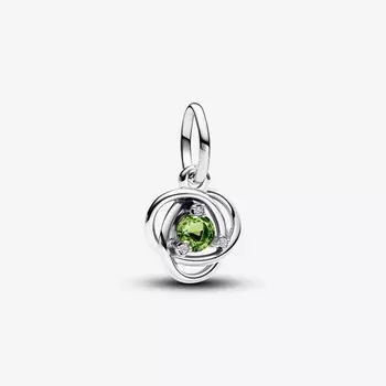 Шарм Pandora August Spring Green Eternity Circle Dangle, серебро/светло-зеленый