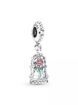 Шарм Pandora Disney Beauty and the Beast Enchanted Rose Dangle Charm, стерлинговое серебро