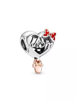 Шарм Pandora Disney Minnie Mouse Mom Heart Charm, стерлинговое серебро/розовое золото