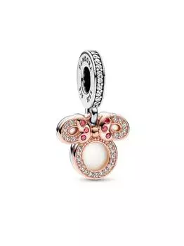 Шарм Pandora Disney Minnie Mouse Silhouette "Mom" Double Dangle Charm, стерлинговое серебро/розовое золото
