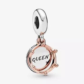 Шарм Pandora Queen & Regal Crown Dangle, серебро/розовое золото