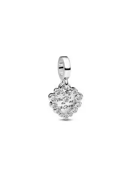 Шарм Pandora Sparkling Heart Double Dangle Charm, стерлинговое серебро