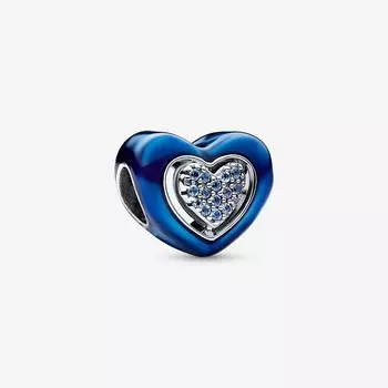 Шарм Pandora Spinnable Heart, серебро/синий