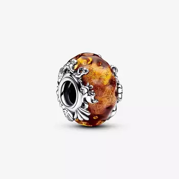 Шарм Pandora x Disney The Lion King Murano Glass, серебро/оранжевый