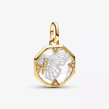Шарм-подвеска Pandora ME Pearlescent Butterfly, золото/белый