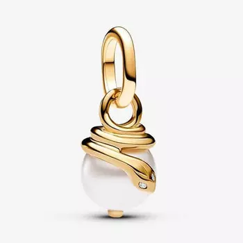 Шарм-подвеска Pandora ME Snake Pearlescent Mini, золото/белый