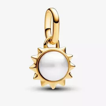 Шарм-подвеска Pandora ME Treated Freshwater Cultured Pearl Sun Mini, золото/белый