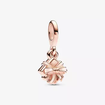 Шарм-подвеска Pandora Moments Happy Birthday Gift Openable, розовое золото/розовый