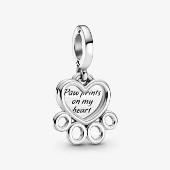 Шарм-подвеска Pandora Moments Hearts & Paw Print, серебро