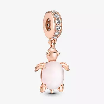 Шарм-подвеска Pandora Moments Murano Glass Pink Sea Turtle, розовое золото/розовый