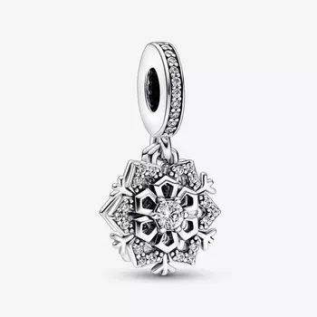 Шарм-подвеска Pandora Moments Sparkling Snowflake Double, серебро