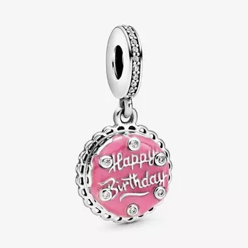 Шарм-подвеска Pandora Pink Birthday Cake, серебро