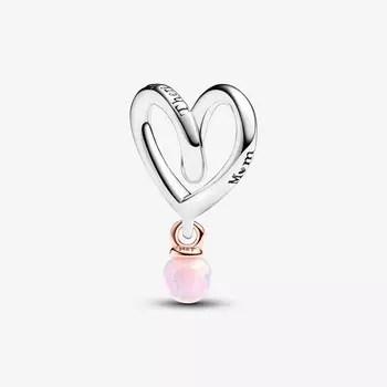 Шарм-подвеска Pandora Two-tone Wrapped Heart, серебро/розовое золото