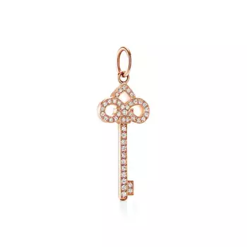 Шарм-подвеска Tiffany & Co. Keys Fleur De Lis, розовое золото/бриллиант