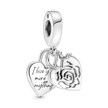 Шарм Rose Heart Padlock Dangle Pandora, стерлинговое серебро