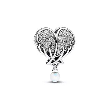 Шарм Sparkling Angel Wings & Heart Pandora, стерлинговое серебро