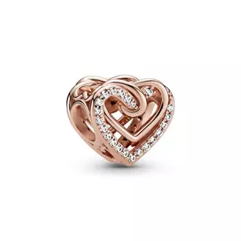 Шарм Sparkling Entwined Hearts Pandora, покрытие - розовое золото