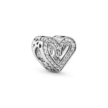 Шарм Sparkling Freehand Heart Pandora, стерлинговое серебро