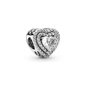 Шарм Sparkling Leveled Hearts Pandora, стерлинговое серебро