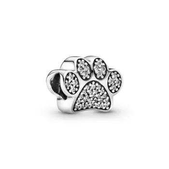 Шарм Sparkling Paw Print Pandora, стерлинговое серебро