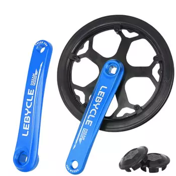 Шатуны складного велосипеда LeBycle, ведущая звезда с квадратными отверстиями, одинарная передняя звезда, универсальный защитный чехол Dahon (шатун с двойной крышкой — матовый синий, 1 комплект [48T])