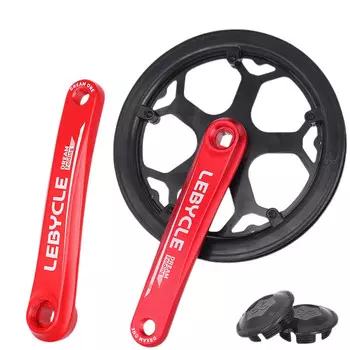 Шатуны складного велосипеда LeBycle, звездочка кривошипа с квадратными отверстиями, одинарная цепная пластина, универсальный защитный чехол Dahon (шатун с двойной крышкой - матовый красный, 1 комплект [48T])