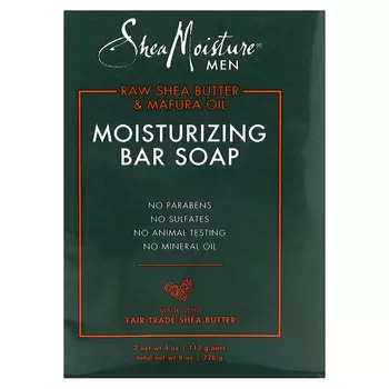 SheaMoisture, Для мужчин, увлажняющее мыло, сырое масло ши и масло мафуры, 2 шт. По 113 г (4 унции)