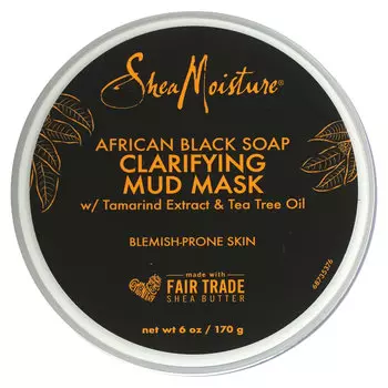 SheaMoisture, очищающая грязевая маска, африканское черное мыло, 170 г (6 унций)