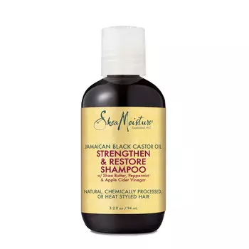 SheaMoisture, ямайское черное касторовое масло, укрепляющий и восстанавливающий шампунь, 94 мл (3,2 жидк. унции)
