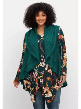 Sheego by Joe Browns вязаный жилет "больших размеров" с широким отложным воротником, цвет Tiefgrn Meliert