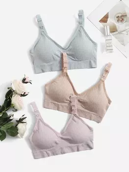 SHEIN 3pack Maternity Простой бюстгальтер для кормления для мам, многоцветный