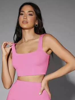 SHEIN BAE короткая майка, однотонная, розовый