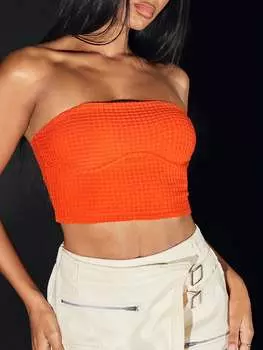 SHEIN BAE однотонный топ без бретелек для праздников, свиданий, вечеринок, музыкальных фестивалей, повседневной носки, кирпично-оранжевый