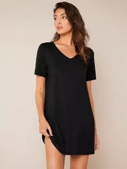 SHEIN BASICS Комплект однотонной футболки с V-образным вырезом, черный цвет