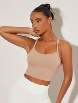 SHEIN BASICS Женская майка с камзолом, однотонная, укороченный крой, абрикосовый цвет