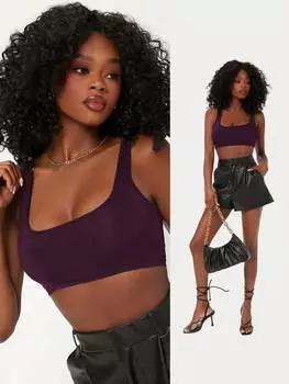 SHEIN BASICS Женская повседневная летняя укороченная майка, фиолетовый