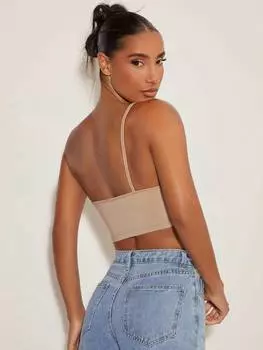 SHEIN BASICS женский топ, однотонный, на одно плечо, абрикосовый цвет