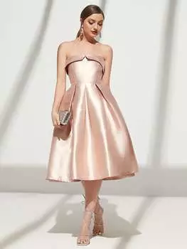 SHEIN Belle Платье без бретелек со плиссированными деталями, детский розовый